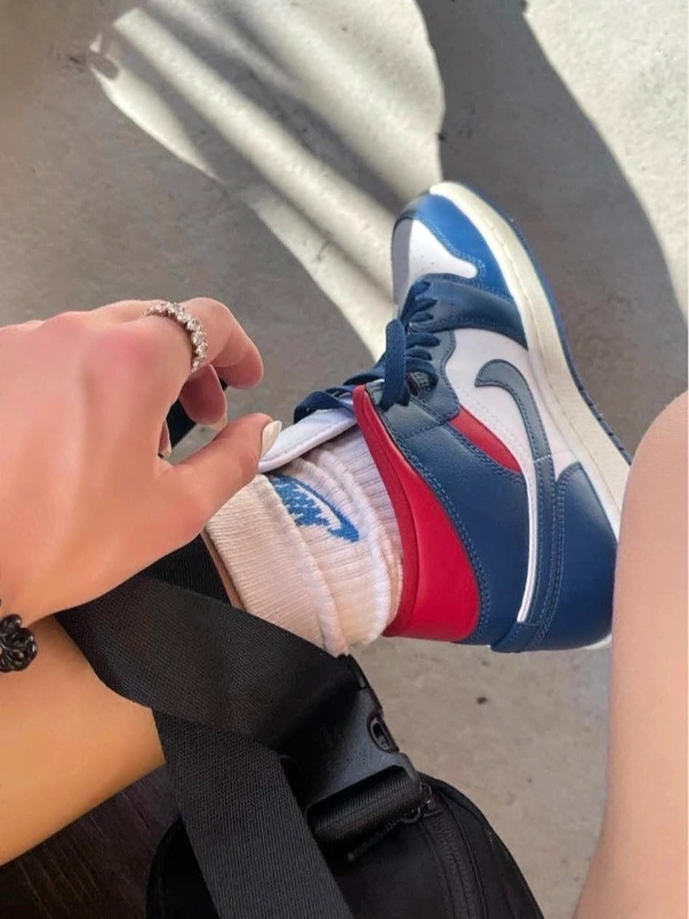 Nike Air Jordan 1 High-Top Sneakers in Blue & White